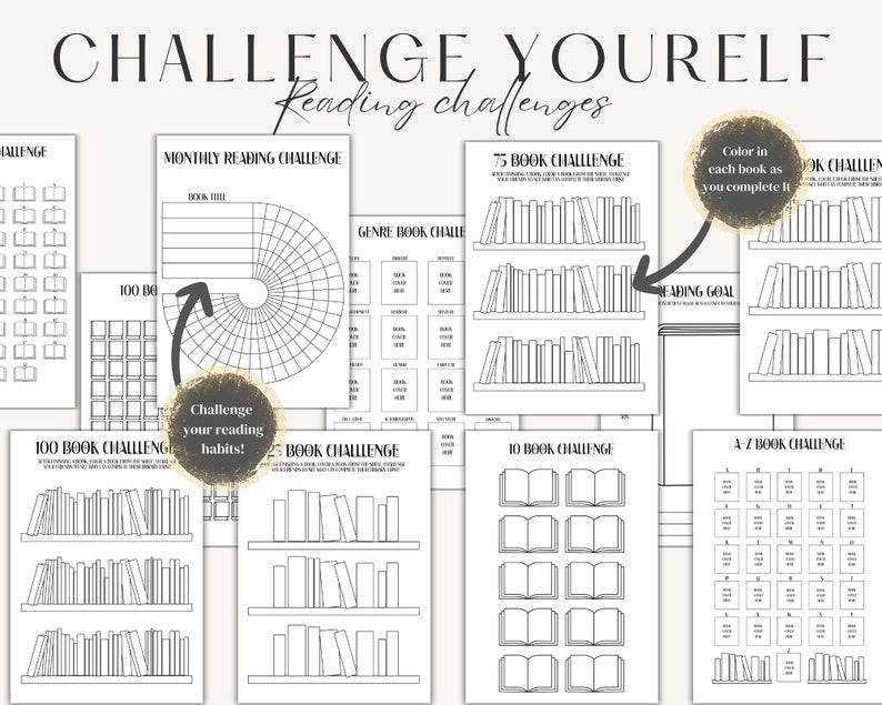 Book Reading Planner Bundle | Minimal Printable Reading Journal & Tracker